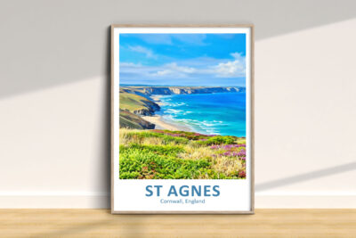 St Agnes Cornwall coastline art print on floor
