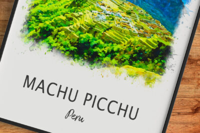 Watercolor painting of Machu Picchu, Peru