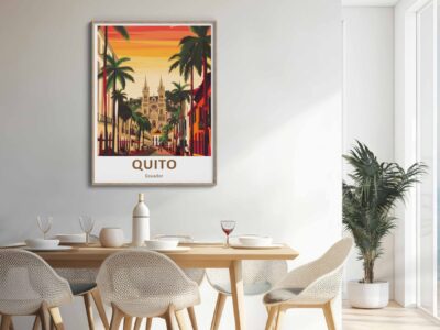 Quito Ecuador poster in modern dining room.