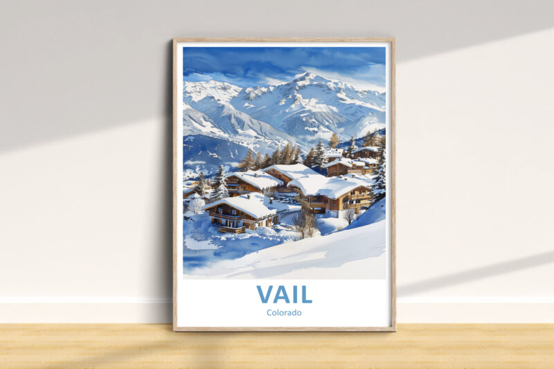 Vail Colorado snowy mountain landscape poster