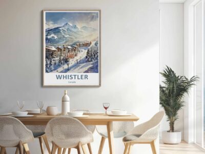 Dining room with Whistler ski resort poster