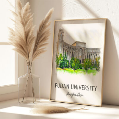 Fudan University painting on a sunny mantelpiece