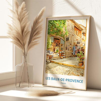 Les Baux-de-Provence framed art with pampas grass