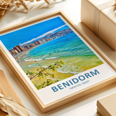Benidorm beach and skyline, vibrant coastal view.