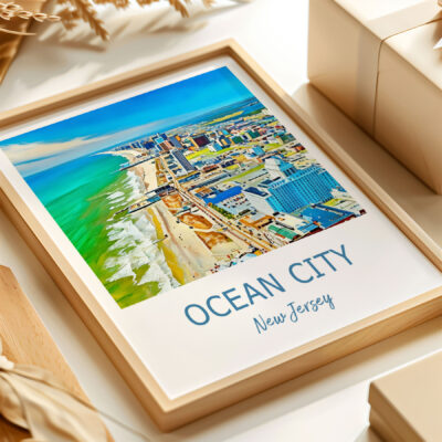 Aerial view of Ocean City, New Jersey print.