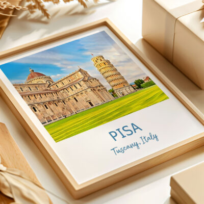 Leaning Tower of Pisa framed photograph.