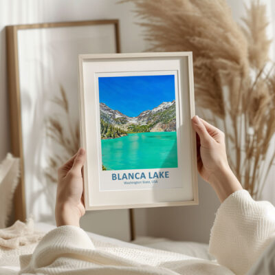 Framed photo of Blanca Lake, Washington.