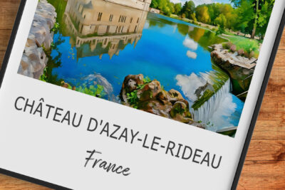 Château d'Azay-le-Rideau reflected in water, France.