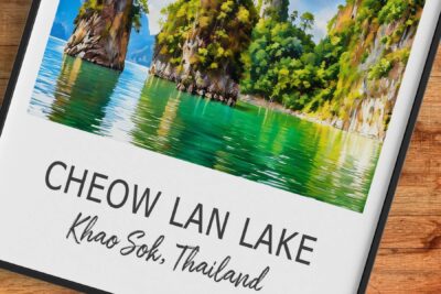 Cheow Lan Lake picturesque view, Khao Sok, Thailand.