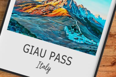 Colorful Giau Pass landscape painting, Italy