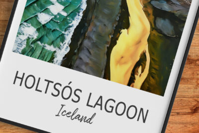 Holtós Lagoon poster with abstract Icelandic landscape