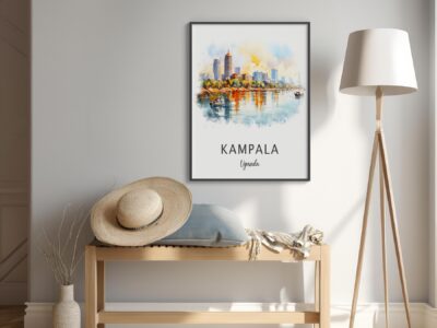 Kampala skyline poster in modern living room.