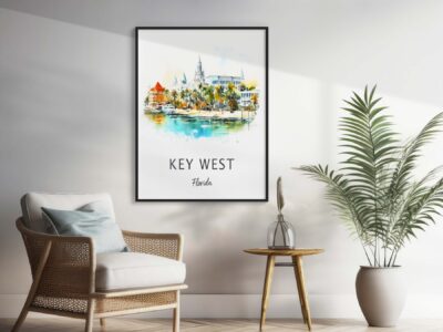 Key West Florida poster in modern room.