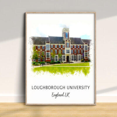 Loughborough University watercolor illustration wall art.