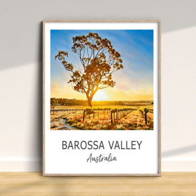 Barossa Valley vineyard sunset landscape, Australia poster.