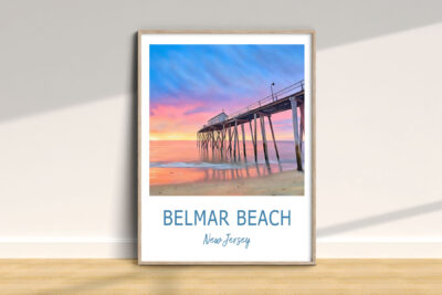 Belmar Beach sunset, New Jersey poster