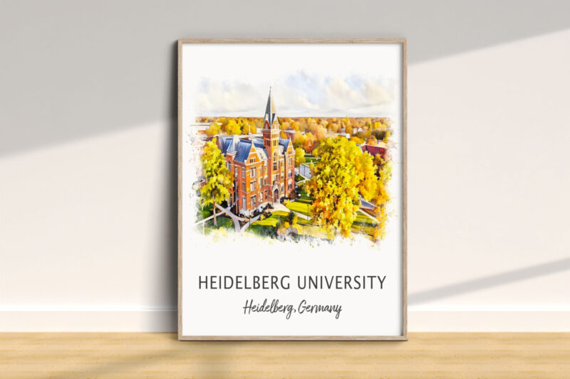 Heidelberg University illustration with autumn trees
