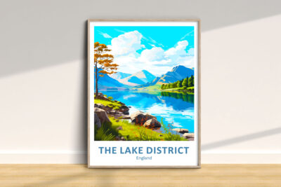 Illustrated Lake District poster, England.