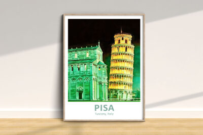 Colorful Pisa poster with Leaning Tower image