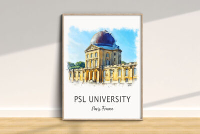 PSL University Paris building watercolor artwork