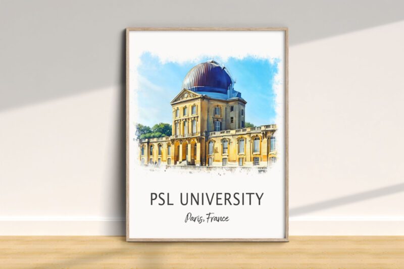 PSL University Paris building watercolor artwork