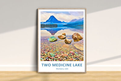 Two Medicine Lake poster, Montana landscape art