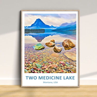 Two Medicine Lake poster, Montana landscape art
