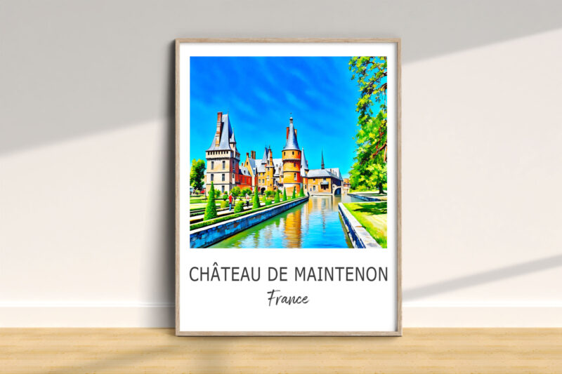 Château de Maintenon painting framed on wall