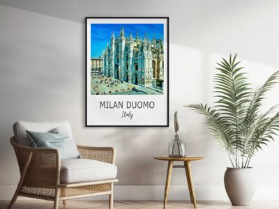 Milan Duomo artwork in modern living room