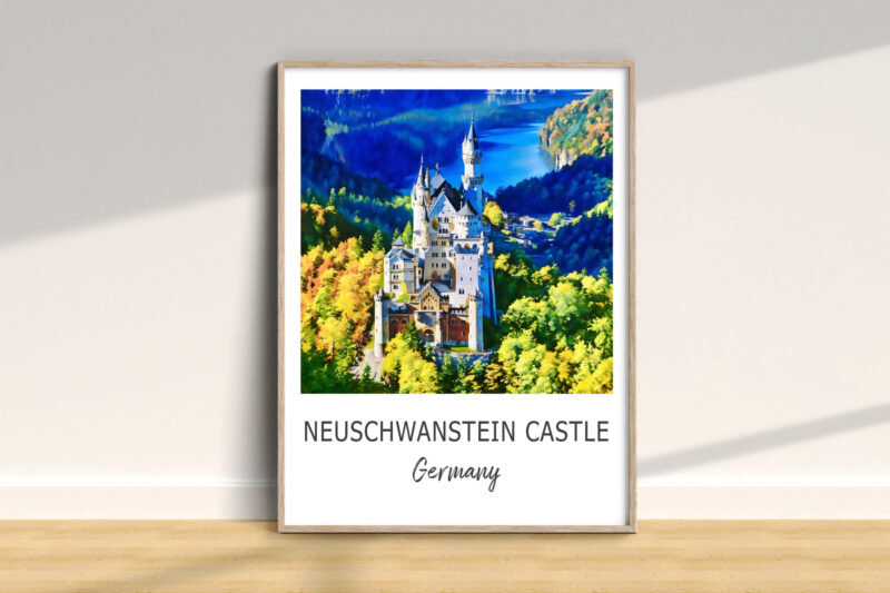 Neuschwanstein Castle Germany framed artwork on wall