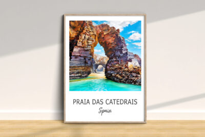 Praia das Catedrais poster, coastal arch in Spain.