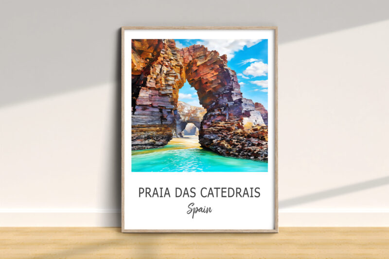 Praia das Catedrais poster, coastal arch in Spain.