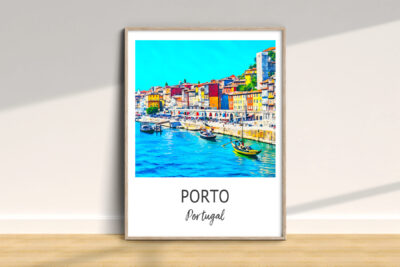 Colorful Porto waterfront in artistic frame.