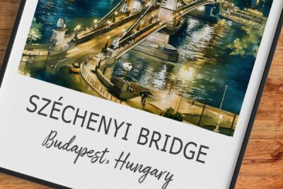 Széchenyi Bridge at night in Budapest, Hungary.