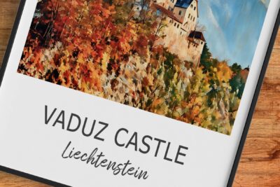 Vaduz Castle artwork with autumn colors