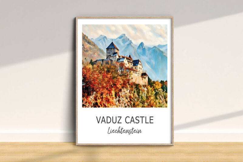 Autumn view of Vaduz Castle, Liechtenstein painting.