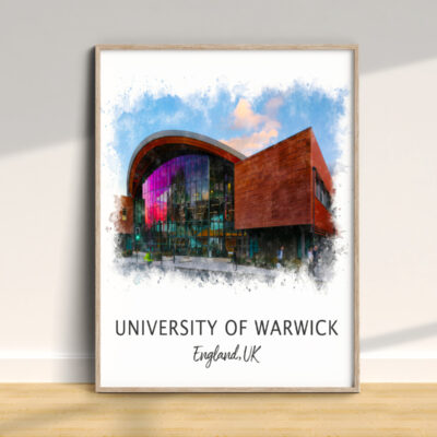University of Warwick building, England, UK artwork.