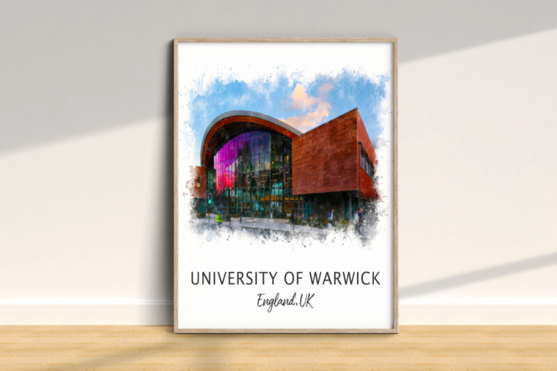 University of Warwick building, England, UK artwork.