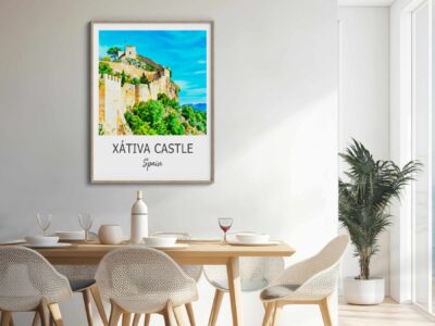 Dining area with Xàtiva Castle Spain poster