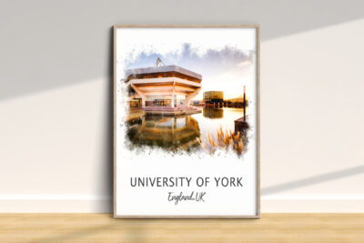 University of York campus watercolor artwork.