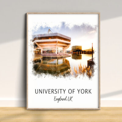 University of York campus watercolor artwork.