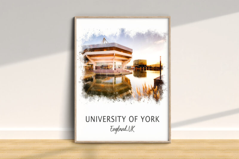 University of York campus watercolor artwork.