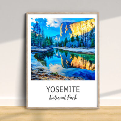 Yosemite National Park landscape painting on display
