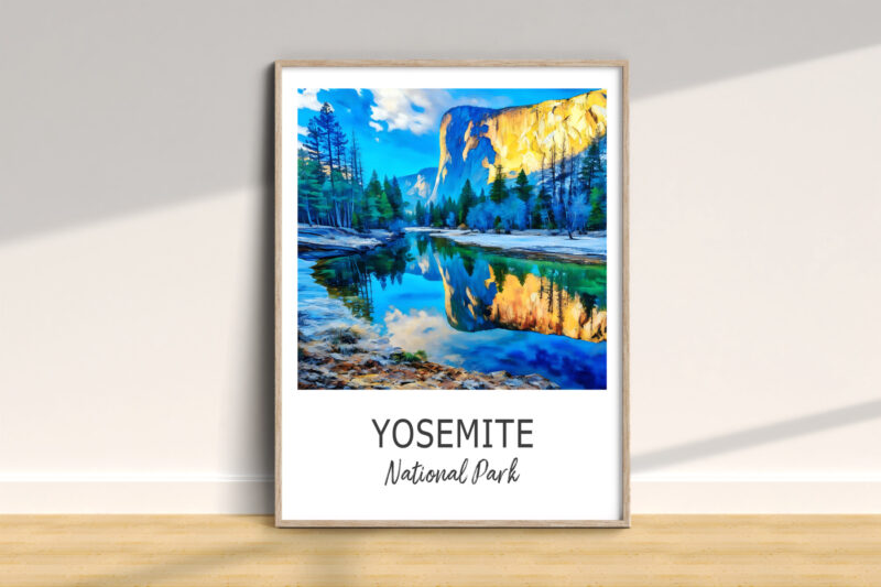 Yosemite National Park landscape painting on display