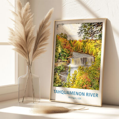 Tahquamenon River photo, Michigan, fall foliage.