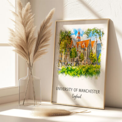 University of Manchester artwork on sunny windowsill.