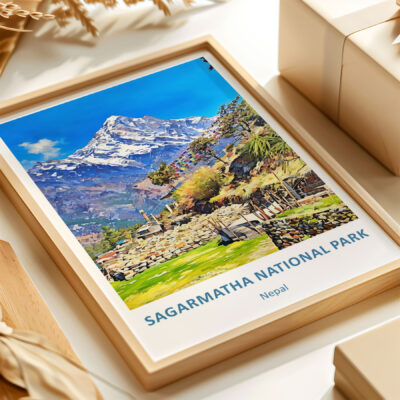 Sagarmatha National Park framed landscape painting.