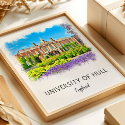 Framed illustration of University of Hull, England.