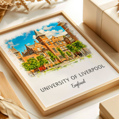 University of Liverpool art print with wooden frame.