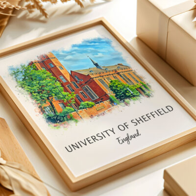 University of Sheffield watercolor artwork, England scene